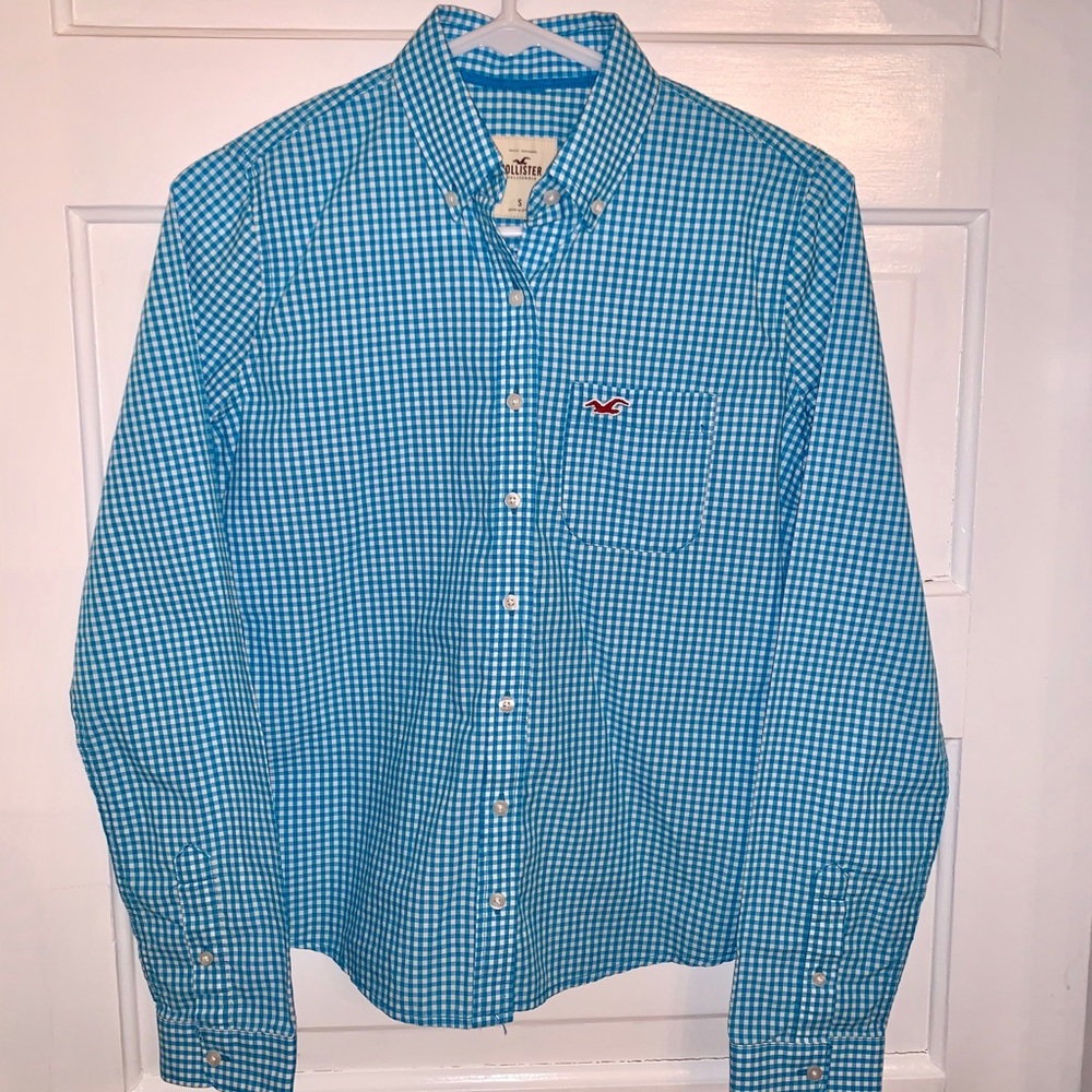 Women’s Hollister Blue Gingham Button Up Size S